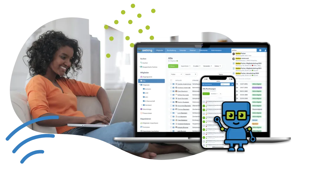Abbildung des siebenköpfigen Teams, das Webling Vereinssoftware entwickelt.
